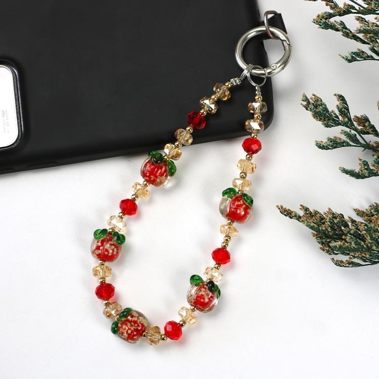 Luminous Persimmon Crystal Phone Chain