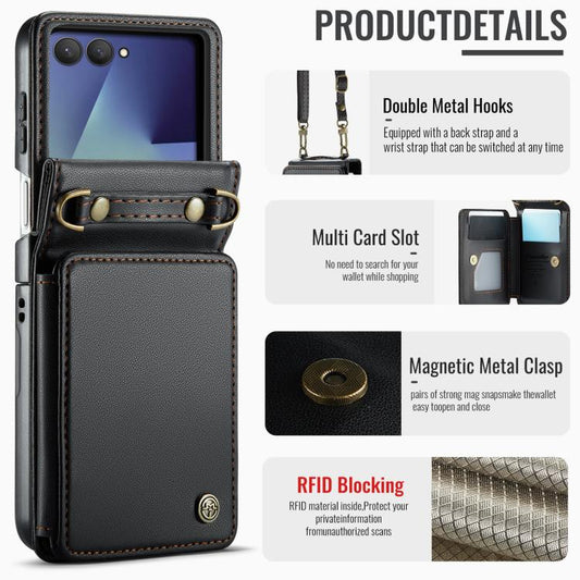 CaseMe C22 Card Slots Holder RFID Anti-theft Phone Case, For Galaxy Z Flip8 5G, For Galaxy Z Flip7 5G