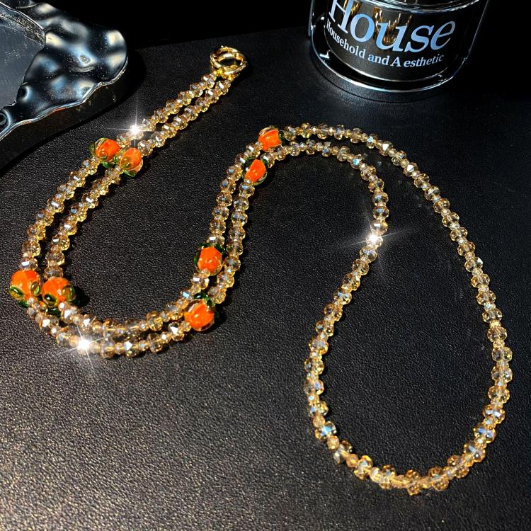 Persimmon Ruyi Crystal Mobile Phone Chain