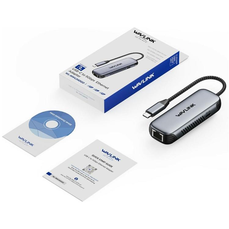 WAVLINK NWU340GD With 95W Charging Port 5Gbps USB-C to RJ45 Ethernet Adapter Converter, NWU340GD
