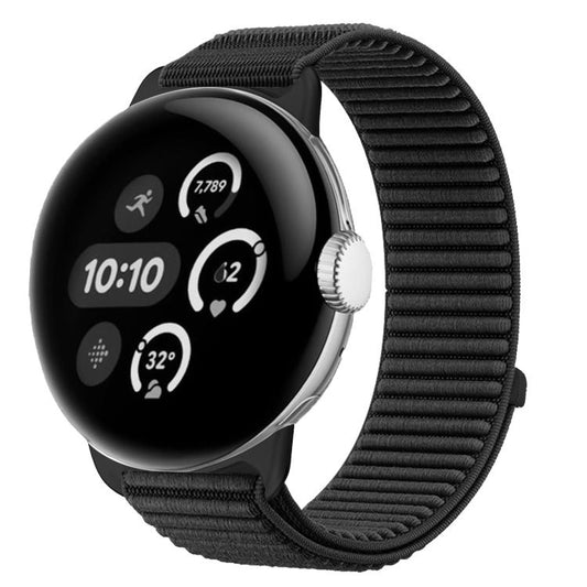 Woven Nylon Hook And Loop Fastener Metal Interface Watch Band, For Google Pixel Watch 4 / Watch 3 45mm, For Google Pixel Watch 4 / 3 / 2 / 1 41mm
