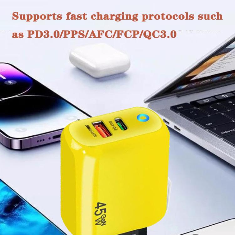TE-PD45 GaN 45W PD3.0 / Type-C + USB 3.0 Charger with Type-C to Type-C Data Cable, EU Plug