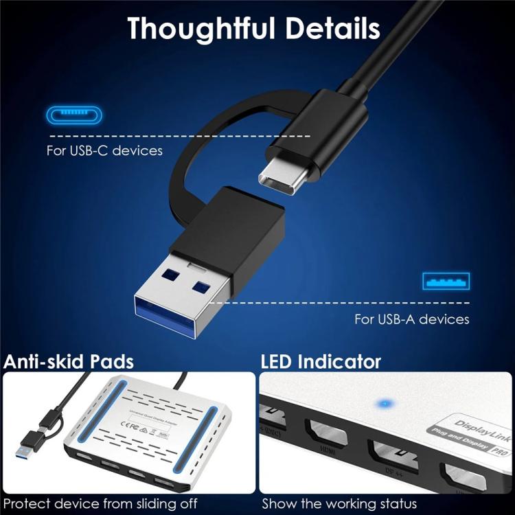 WAVLINK UG7501D 85W Upstream Charging 4 DP Converter 4K / 8K Display Adapter