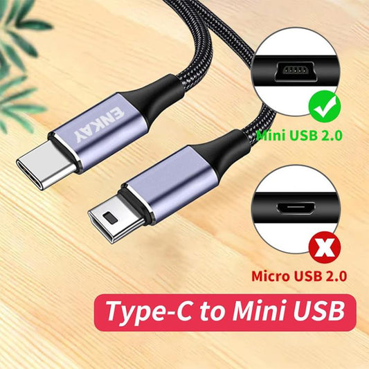ENKAY USB-C / Type-C to Mini USB 2.0 Charging Cord Data Cable For Digital Cameras / MP3 Players, Length 1m, straight head