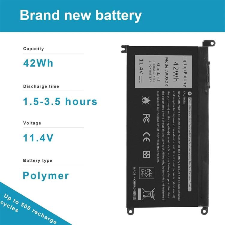 Batterie d'ordinateur portable de remplacement 3600 mAh pour Dell Inspiron 14 7460 15 7560, WDX0R