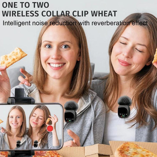 4-in-1 Wireless Lavalier Microphone System with Noise Reduction, UHF Transmission for iPhone / Android