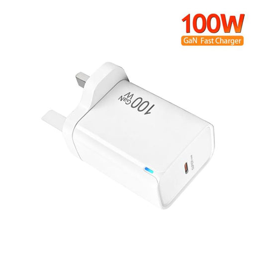 TE-PD46 GaN 100W PD 45W vollkompatibles Ladegerät mit Typ-C zu Typ-C Datenkabel, UK Stecker