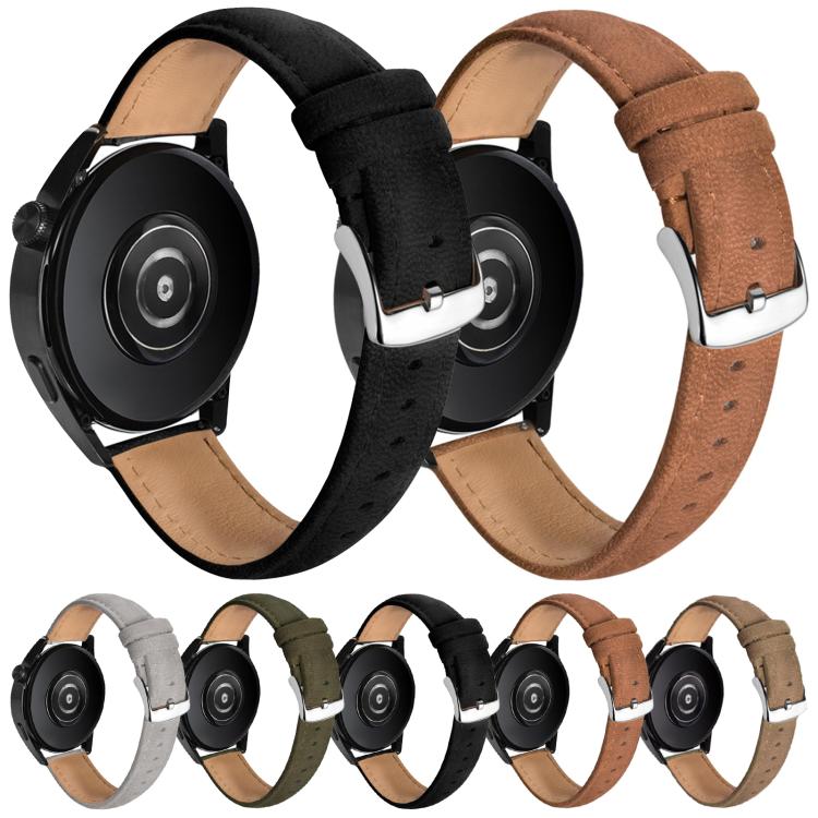 Double-Sided Plush Genuine Leather Watch Band, 22mm