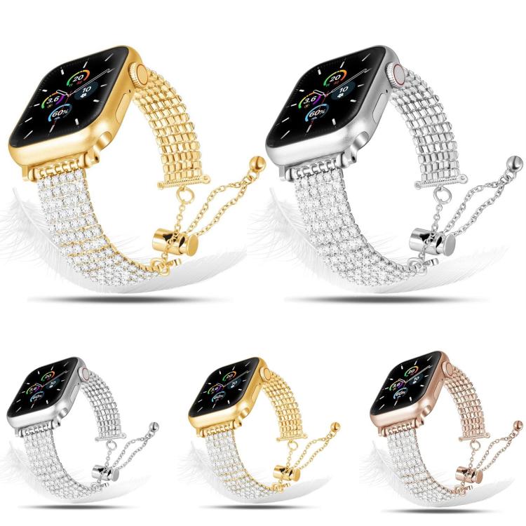 Luxury Clasp Chain Diamond Metal Watch Band, For Apple Watch 46mm / 49mm / 45mm / 44mm, For Apple Watch 42mm / 41mm / 40mm / 38mm