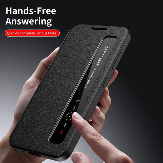 Smart View Window Leather Phone Case, For Galaxy S22 Ultra 5G, For Galaxy Z Fold3