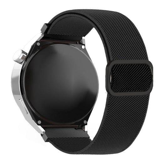 Diagonal Striped D-ring Buckle Nylon Elastic Watch Band, 22mm, 20mm