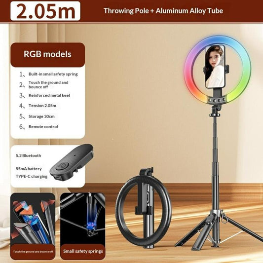 P61RGB For Phone Live Streaming Lighting Equipment Remote Control Selfie Ring Light Tripod