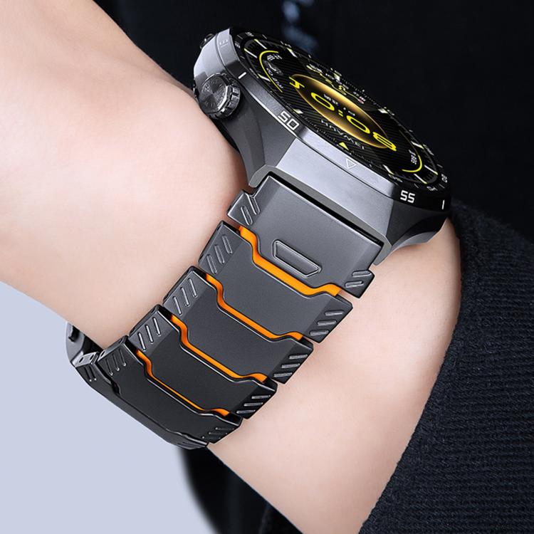 Mecha Knight Magnetic Clasp Silicone Embedded Titanium Alloy Watch Band, 22mm