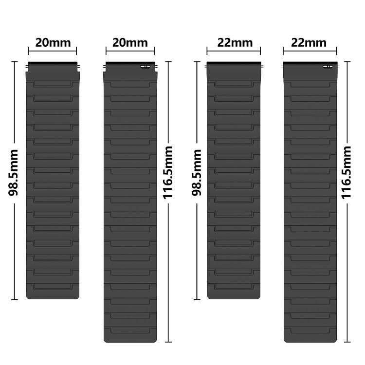 Armor Textured Magnetic Silicone Watch Band, 20mm, 22mm