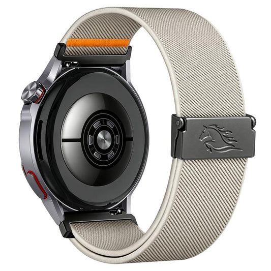 Stretch Nylon Titanium Gray Fly Horse Buckle Watch Band, 18mm, 20mm, 22mm