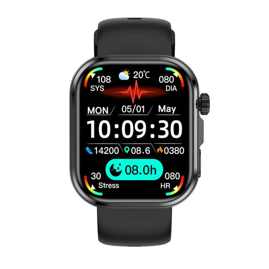 Montre connectée G47 avec écran couleur HD de 1,83 pouce, appel BT, bracelet en silicone, prise en charge de la surveillance de la santé / fonction HRV