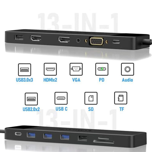 Lemorele TC200 13 in 1 Docking Station Type-C to HDMI VGA Multiport Adapter