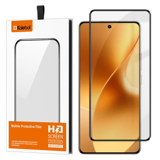 Kalebol Full Glue Version Curved Full-Coverage Anti-Fingerprint Screen-Printed HD Tempered Glass Film, For Realme 15 Pro 5G, For Realme 15 5G, For Realme Narzo 80 Pro, For Realme P3 Ultra 5G, For Realme P3 Pro, For Realme 14 Pro+, For Realme 14 Pro