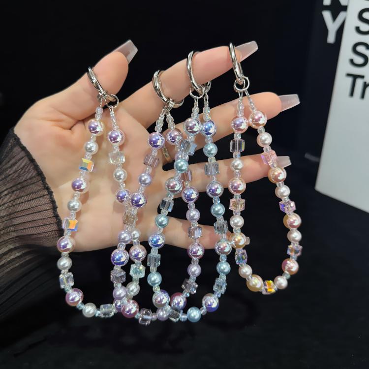 Iridescent Pearlescent Crystal Phone Charm, Blue, Pink, White, Purple