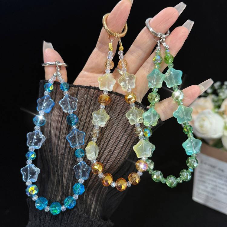 Alloy Lucky Cat Butterfly Double-layer Crystal Chain, Green, Yellow, Blue