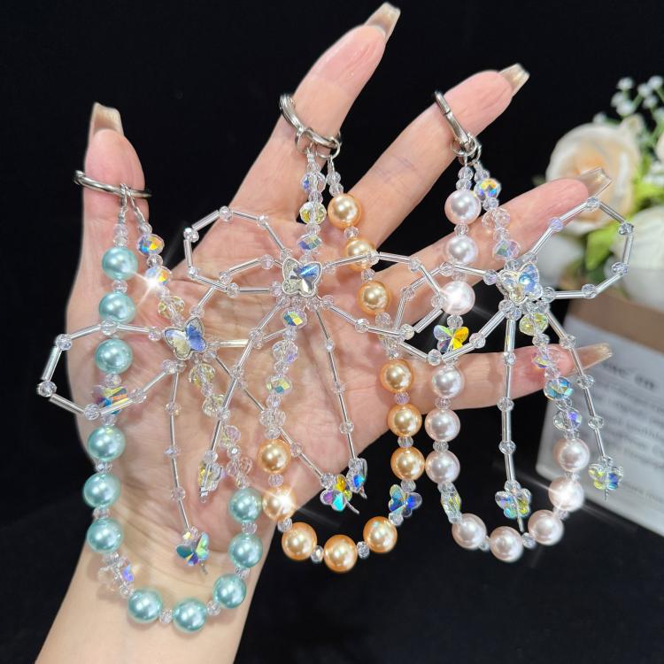 Bow Beaded Crystal Chain, Blue, Orange, Pink
