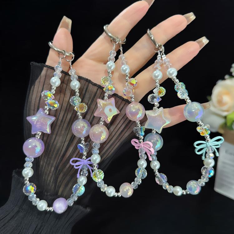 Iridescent Star Knot Crystal Chain, Blue, Purple, Pink