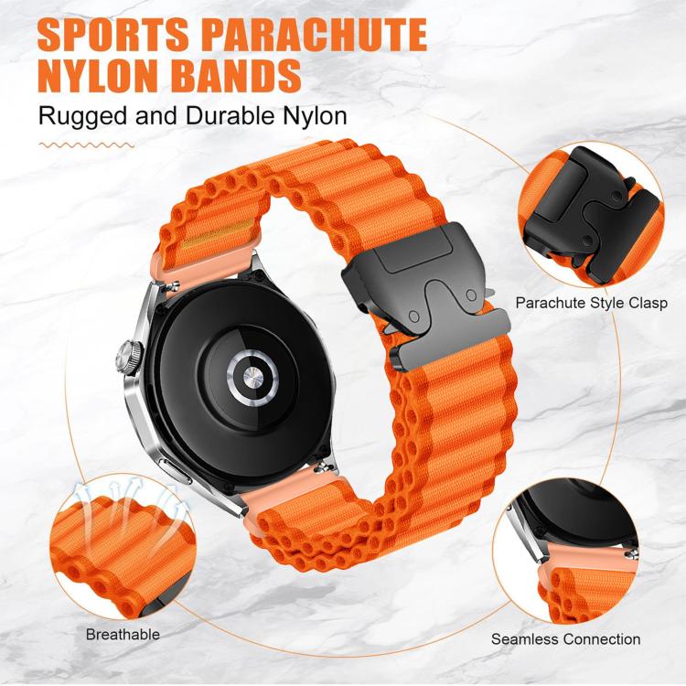 Parachute Buckle Off Road Wide Ribbed Nylon Watch Band, 22mm, 20mm, 18mm