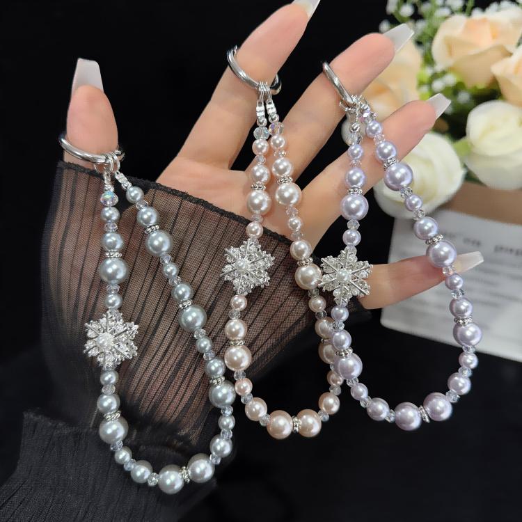 Snowflake Pearl Crystal Chain, White, Orange, Silver, Pink, Purple