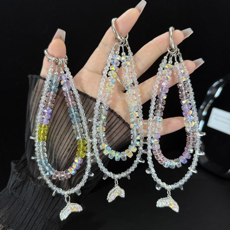 Neon Cube Candy Mermaid Tail Crystal Chain, White, Multicolor, Pink