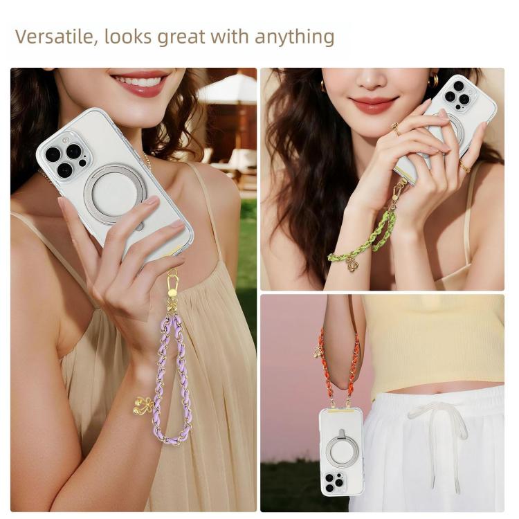 Sweet & Cool Two-Tone Metal-Woven Polyester Phone Chain