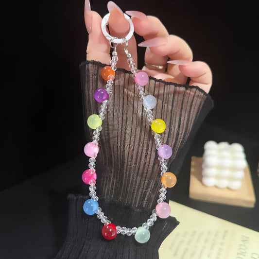 Solid Gradient Jelly Fine Crystal Beaded Chain, Pink, Colorful, Purple, Orange