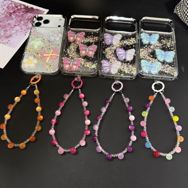 Solid Gradient Jelly Fine Crystal Beaded Chain, Pink, Colorful, Purple, Orange