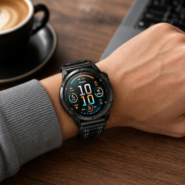 Wavy Patterned Nylon Woven Hook and Loop Fastener Watch Band, For Gamin 26mm, For Gamin 22mm