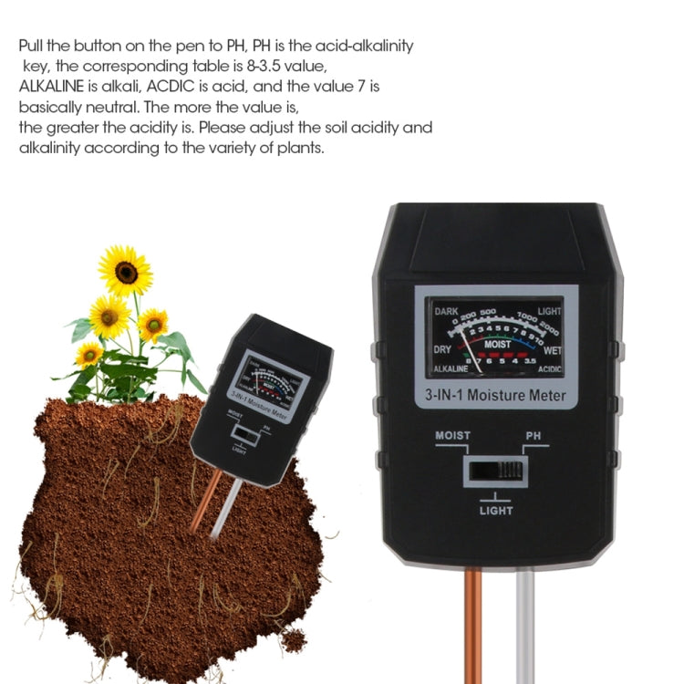RZ97 Mini Soil PH Moisture Humidity Measuring PH Meter Soil Moisture Monitor Hygrometer Gardening Plant Farming Moisture Tester, RZ97