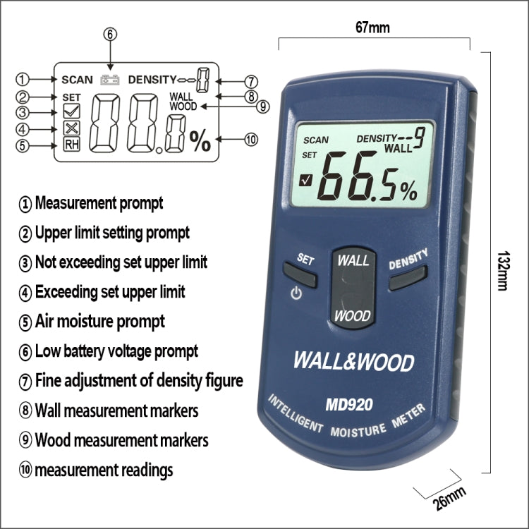 MD920 Wall Surface Wood Moisture Tester, MD920