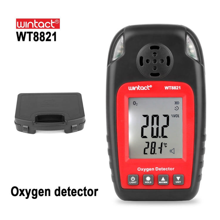 WINTACT WT8821 Oxygen Detector Independent Oxygen Gas Sensor Warning-up High Sensitive Poisoning Alarm Detector