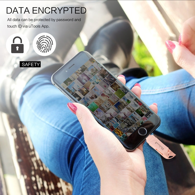 Richwell DXZ128 USB Flash Disk 128G 3 in 1 Micro USB + 8 Pin + USB 3.0 Compatible IPhone & IOS, Black, Silver, Rose Gold