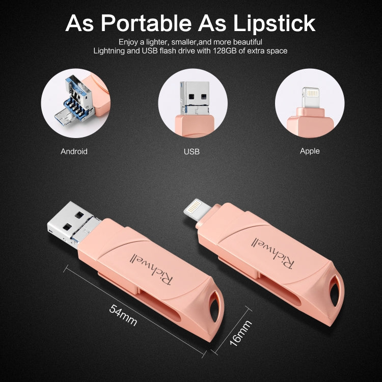 Richwell DXZ64 USB Flash Disk 64G 3 in 1 Micro USB + 8 Pin + USB 3.0 Compatible IPhone & IOS
