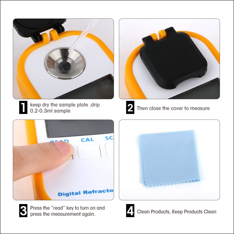 DR401 Digital Display Refractometer Brix 0-50% Alcohol Range 0~22% Refractometer Beer Wine Fruit Grape Sugar Saccharimeter, DR401