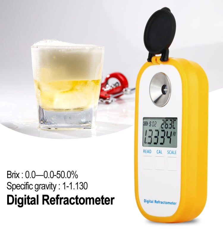 DR402 Digital Beer Refractometer Wort Hydrometer Brix 0-50% Concentration Meter Refractometer Electronic Wine Alcohol Tester, DR402