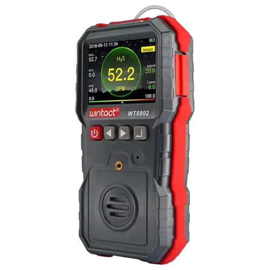 WINTACT WT8802 Hydrogen Sulfide Monitor Professional Rechargeable Gas Sensor High Sensitive Digital Sound-light Vibration Alarm H2S Detector