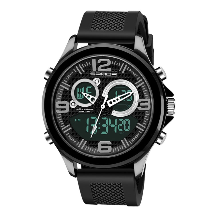 SANDA 793 Grande Montre de Marée à Cadran Tendance pour Étudiant Multi-Fonctions Double Luminescence Étanche Montre Électronique