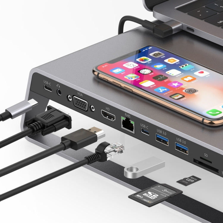 Onten 95109 Type-C To HDMI + VGA + RJ45 + USB3.0 x 2 11 in One Multi-Function Adapter and Computer Base