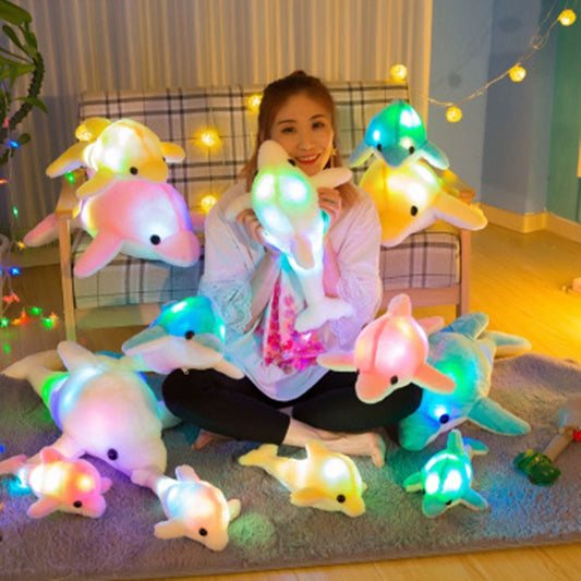 32 cm adorable jouet en peluche dauphin créatif, coussin lumineux à LED