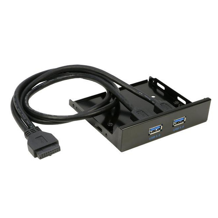 5.25 inch 2 Ports USB3.0 Floppy Bay Front Panel HUB Spilitter with Power Adapter, 2 Ports USB