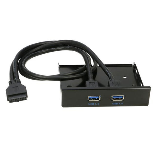 5.25 inch 2 Ports USB3.0 Floppy Bay Front Panel HUB Spilitter with Power Adapter, 2 Ports USB