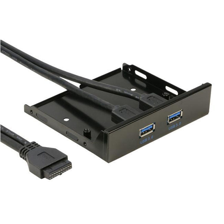 5.25 inch 2 Ports USB3.0 Floppy Bay Front Panel HUB Spilitter with Power Adapter, 2 Ports USB