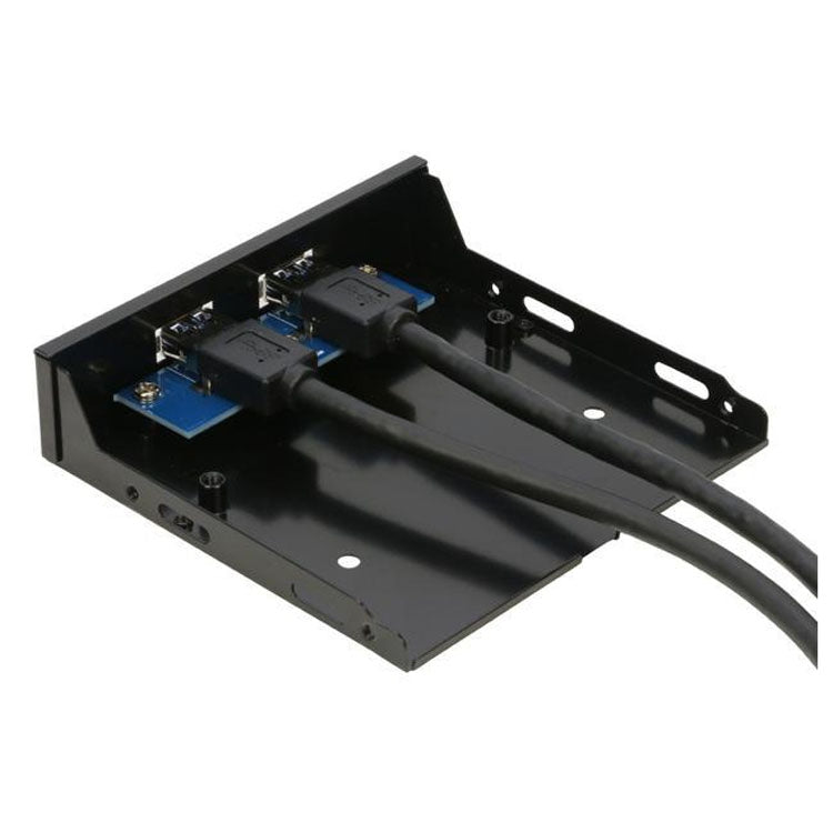 5.25 inch 2 Ports USB3.0 Floppy Bay Front Panel HUB Spilitter with Power Adapter, 2 Ports USB