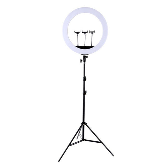 HQ-21N 21 inch 52.5cm LED Ring Vlogging Photography Video Lights Kits with Remote Control & Phone Clamp & 2.1m Tripod Mount, EU Plug, 21 inch