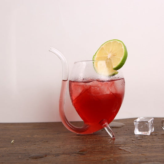 300ML Creative Glass Mug Milk Cup with straw Cold Drink Cup Juice Mug Wine Glass